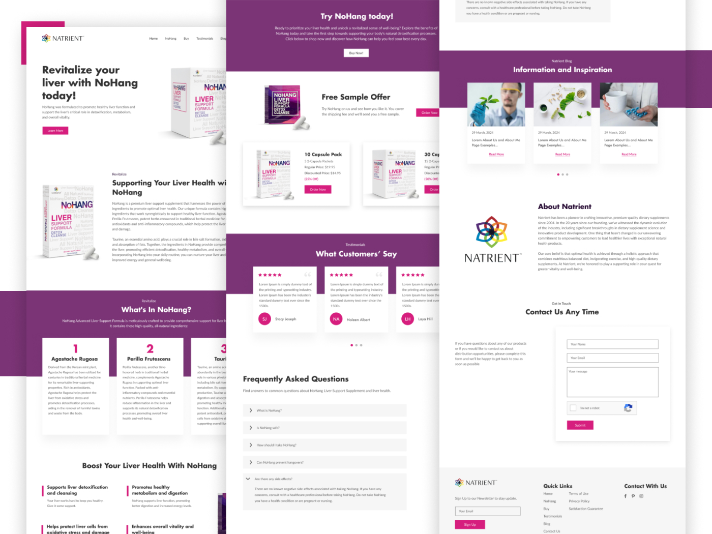 Natrient website UI NoHang Liver Support Supplement Website Redesign