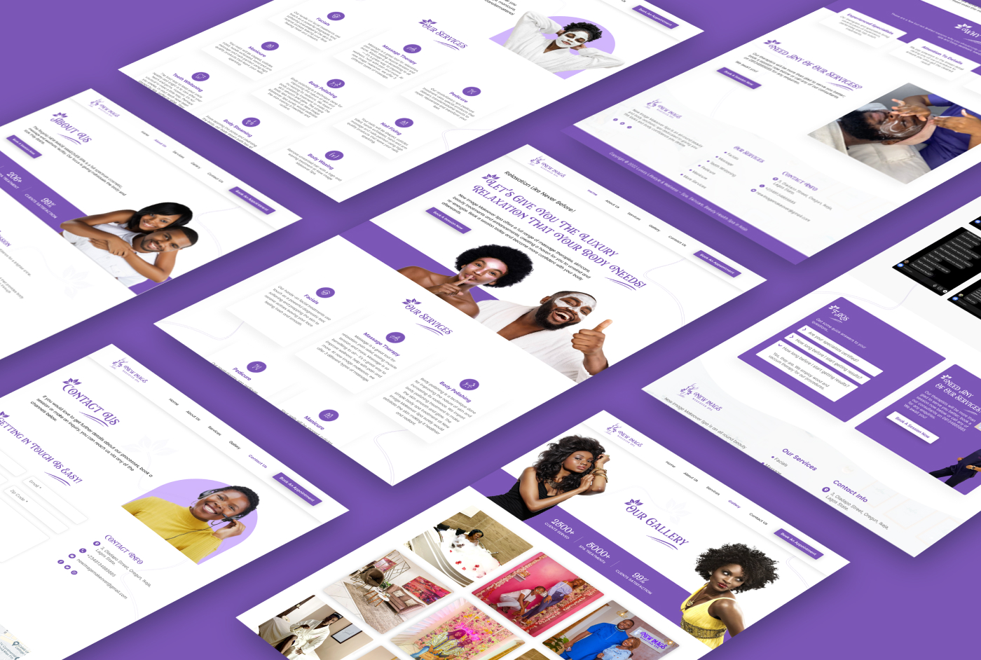 Website UI for makeover spa website