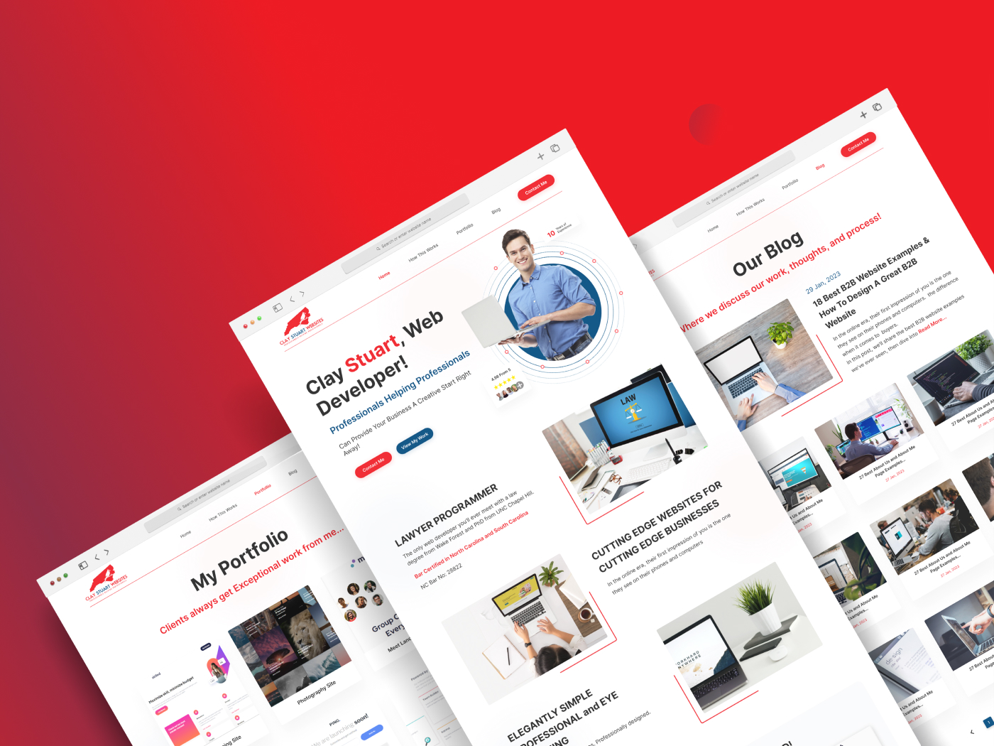 Website design for a full-stack developer portfolio showcasing skills and recent projects