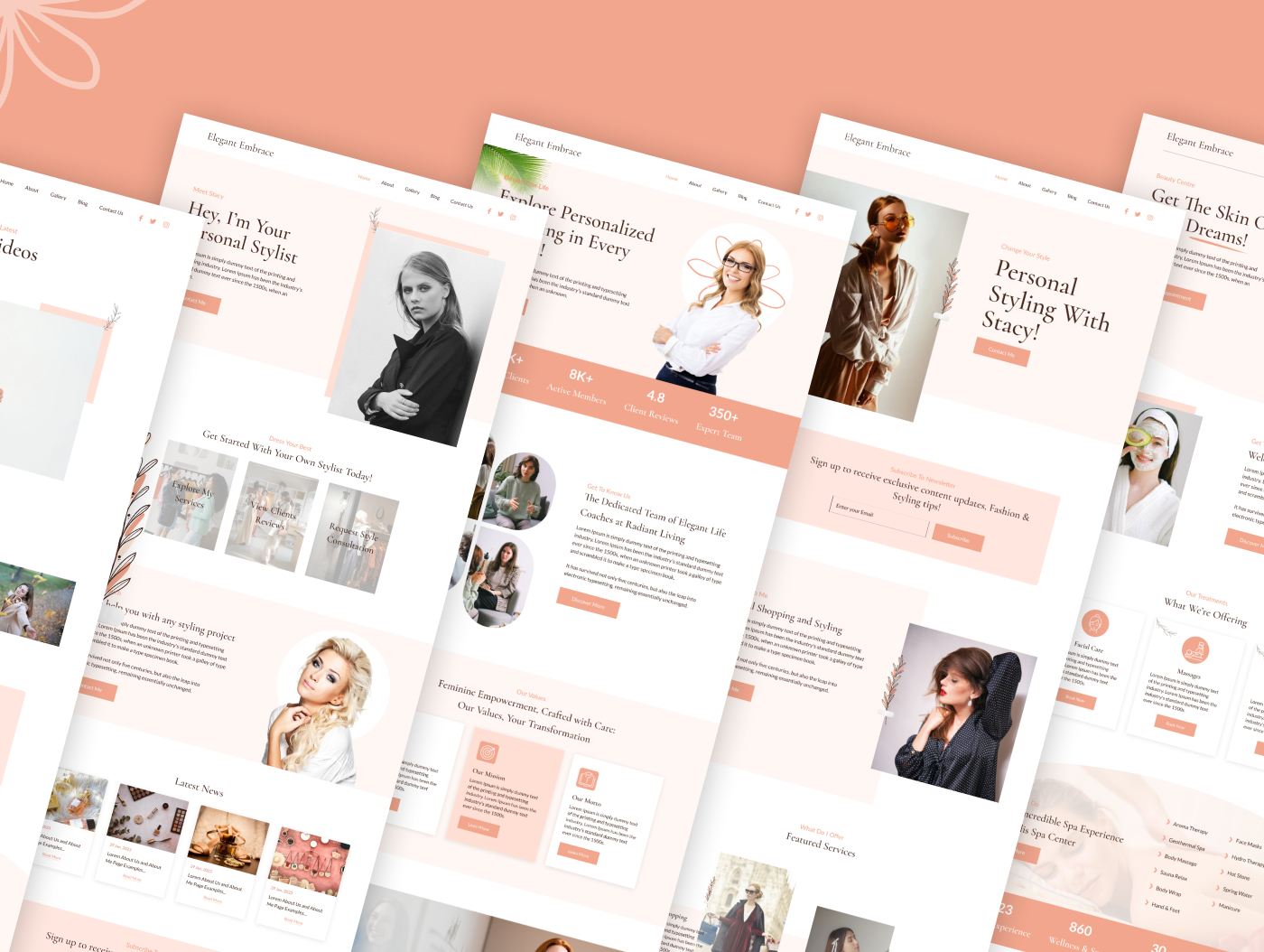Website pages for Feminine & beauty blog