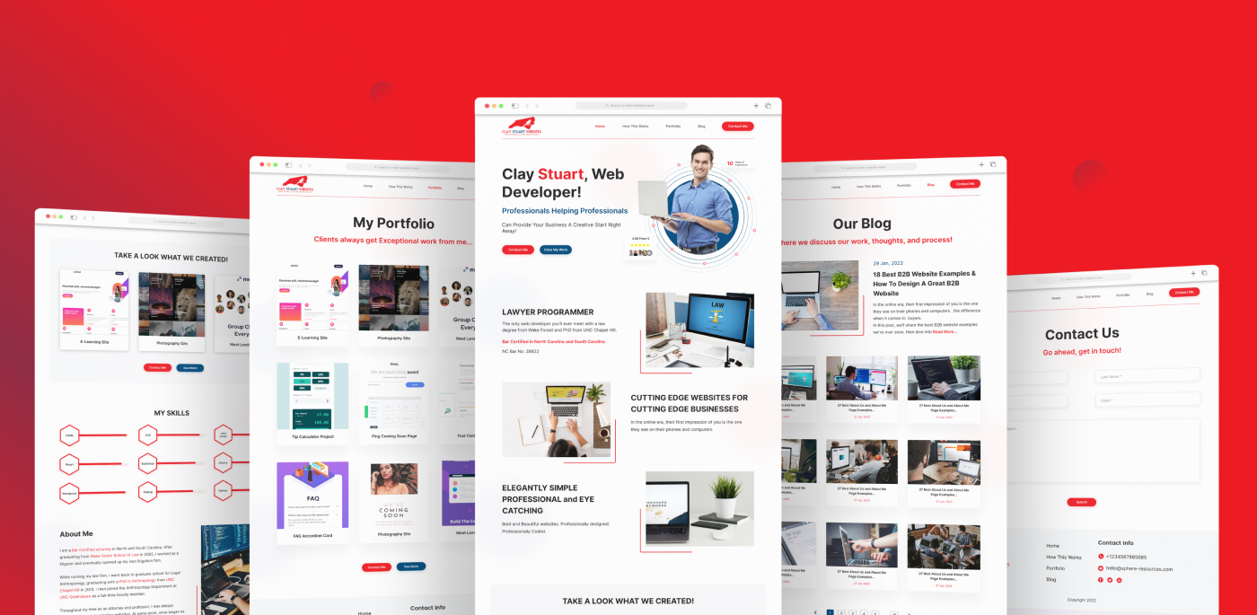 website design for a full-stack developer portfolio showcasing skills and recent projects