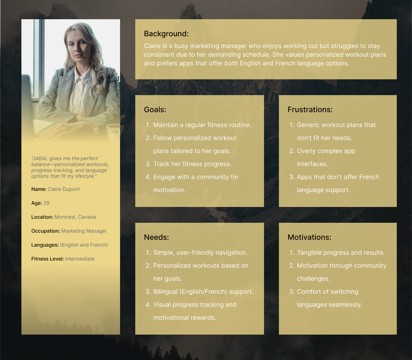 user persona for fitness coaching app