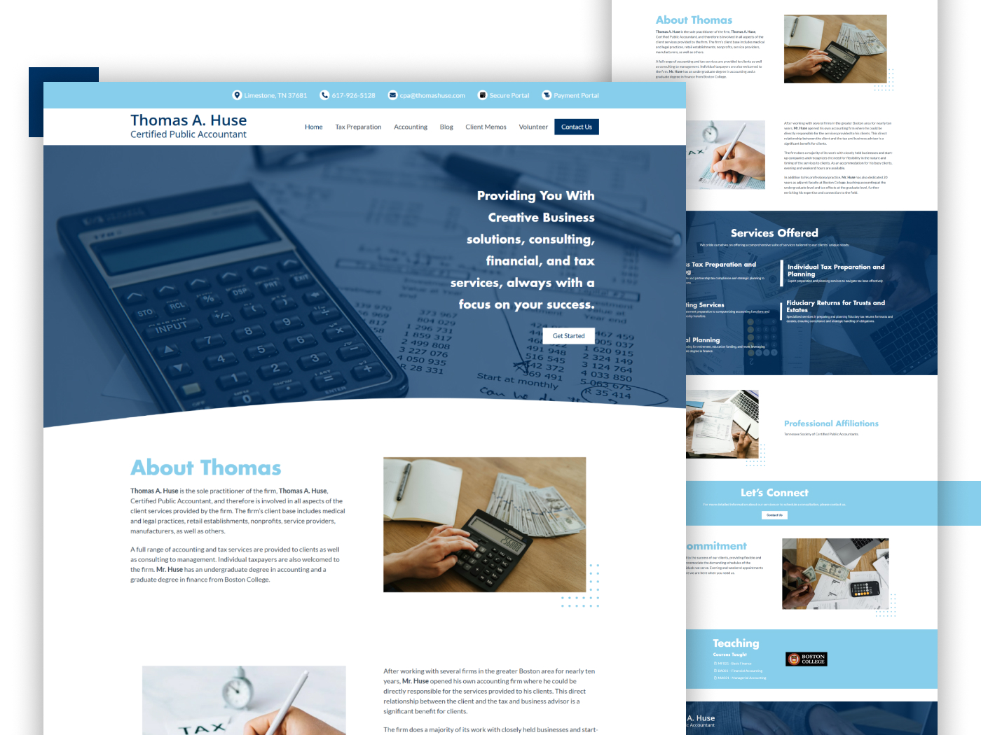 Custom Website UI design for CPA Firm, Tax Services
