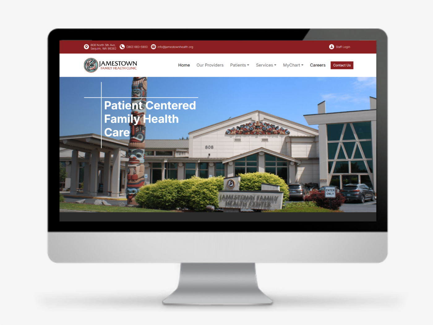 Jamestown Family health clinic website design, medical website, clinic website