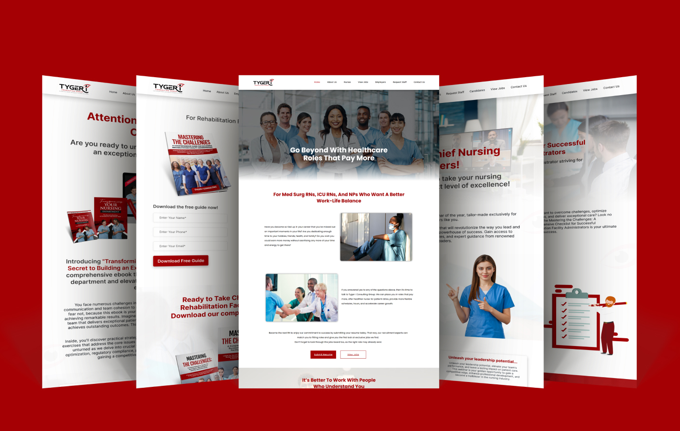 healthcare staffing & Recruitment agency website UI design, medical staffing