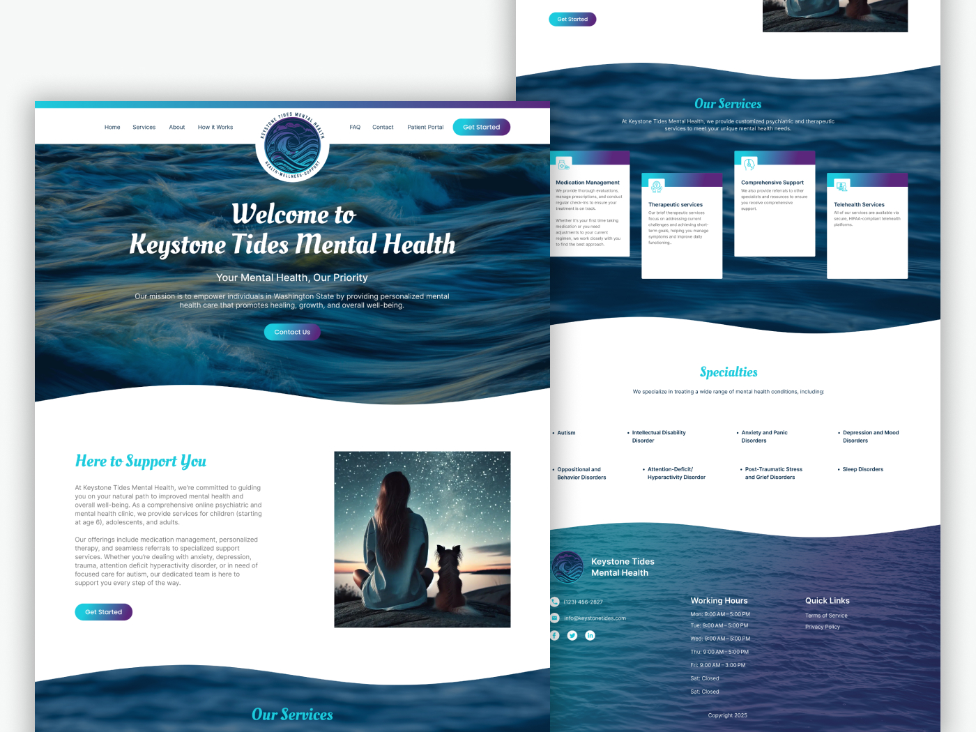 keystone Tides, Mental health clinic website homepage design