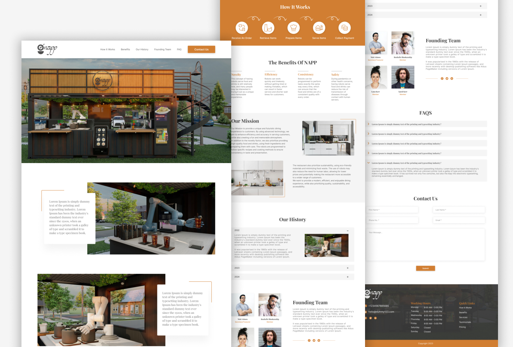 UI design for restaurant website design, UI UX for food industry, robotic service website, future dining experience, hospitality technology, sustainable restaurant brand,