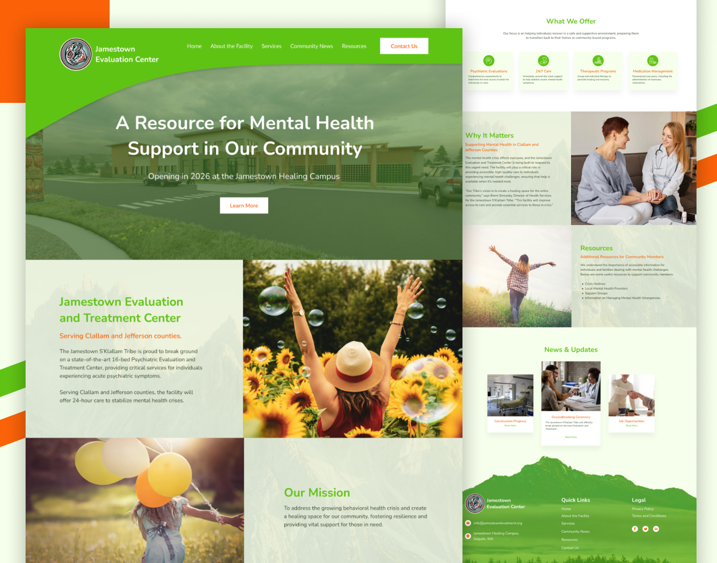 mental health facility website, psychiatric treatment center UI, behavioral health web design, tribal health project, nonprofit medical web design, healthcare UX, health & wellness