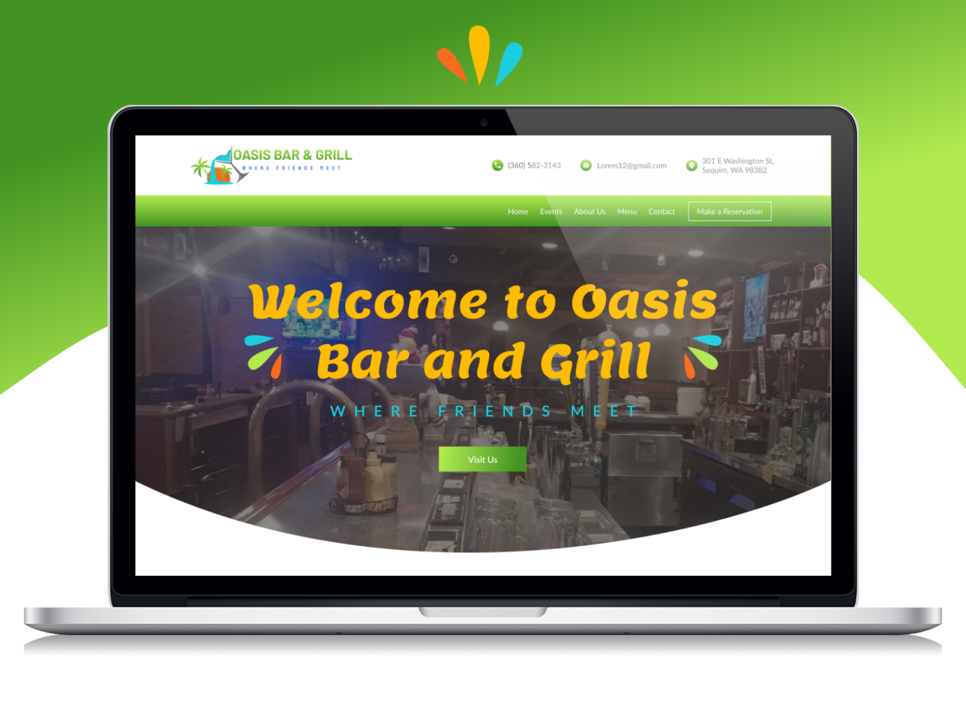restaurant website design, bar and grill branding, UI UX for hospitality, daily specials integration, restaurant site